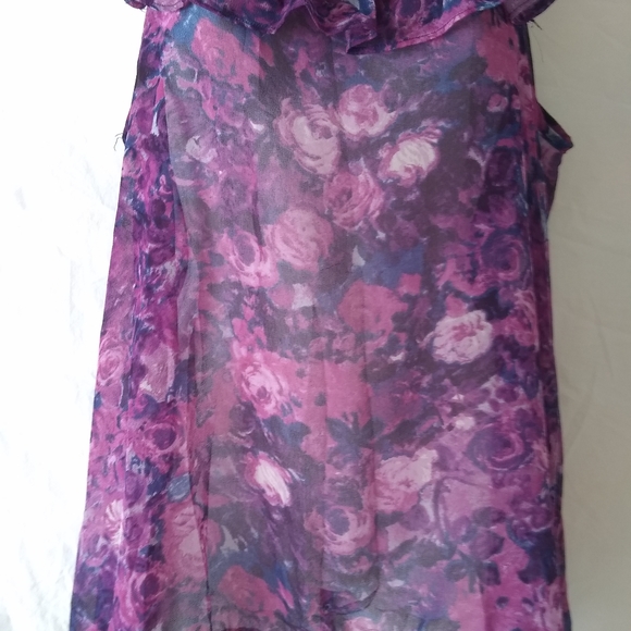 Purple roses sheer tank blouse - Picture 5 of 10